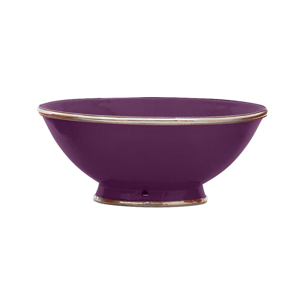Ceramic Bowl w. Silver Trim, D25 cm, Aubergine