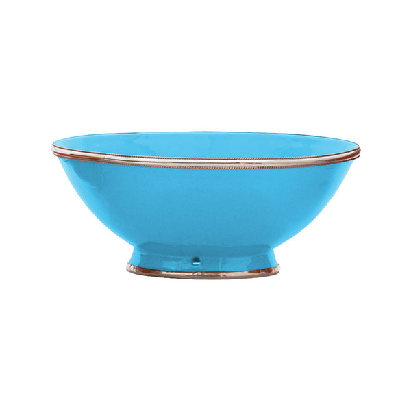 Ceramic Bowl w. Silver Trim, D25 cm, Aqua