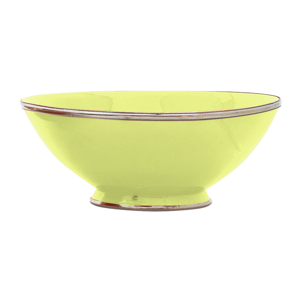 Ceramic Bowl w. Silver Trim, D30 cm, Lime