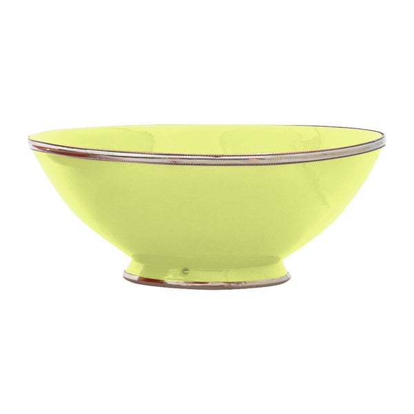 Ceramic Bowl w. Silver Trim, D30 cm, Lime