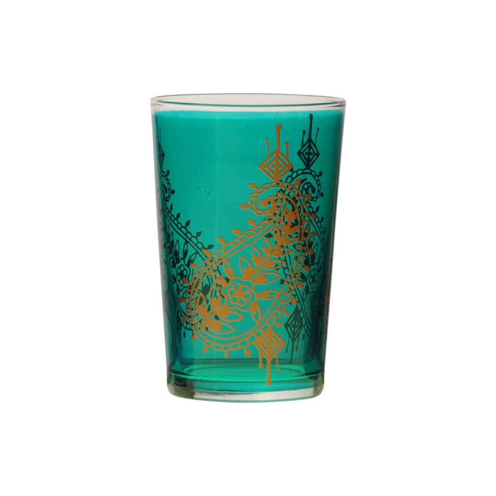 Tea Glass Paisley, Aqua. D6xH9,5 cm