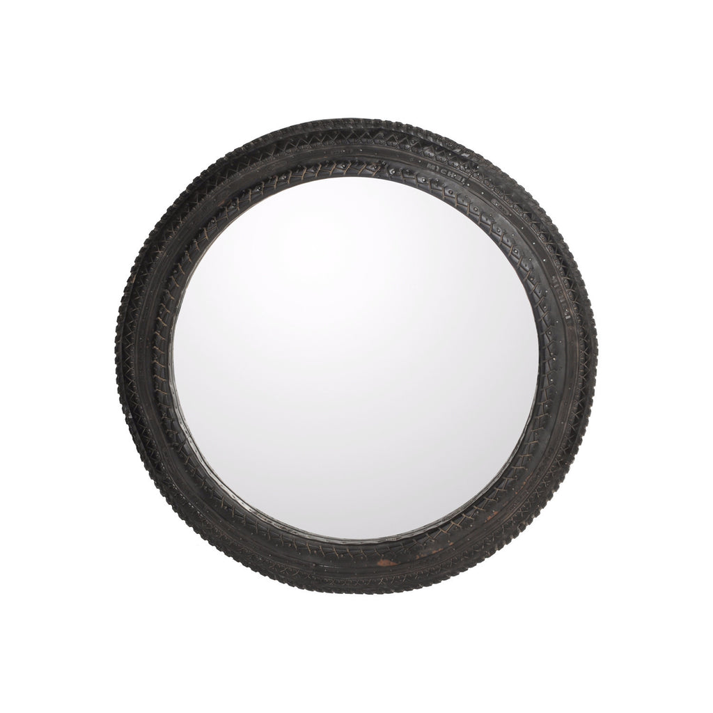 Rubber Mirror round, D100 cm. Raw Black