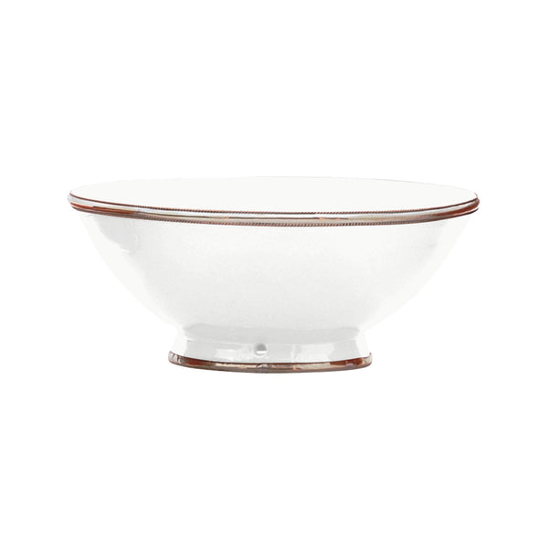 Ceramic Bowl w. Silver Trim, D25 cm, White