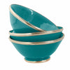Ceramic Bowl w. Silver Trim, D16 cm, Emerald