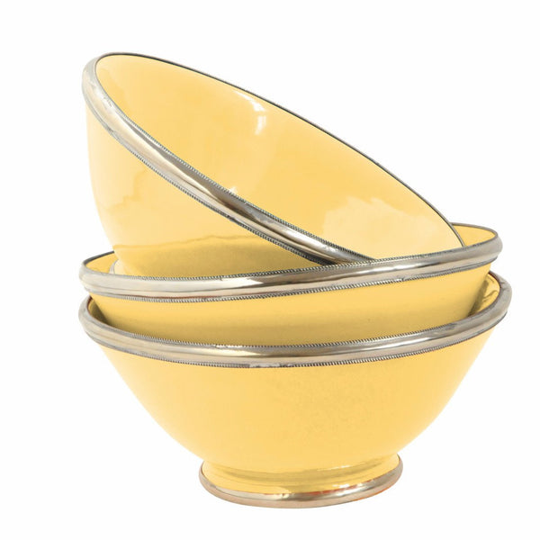 Ceramic Bowl w. Silver Trim, D16 cm, Saffron