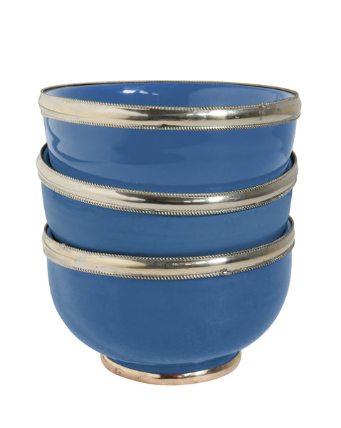 Ceramic Bowl w. Silver Trim, D12 cm, Night Blue