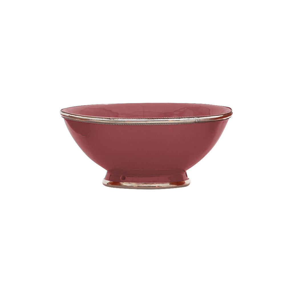 Ceramic Bowl w. Silver Trim, D20 cm, Bordeaux