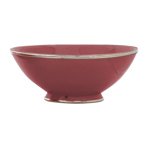 Ceramic Bowl w. Silver Trim, D30 cm, Bordeaux