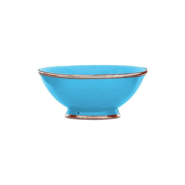 Ceramic Bowl w. Silver Trim, D20 cm, Aqua