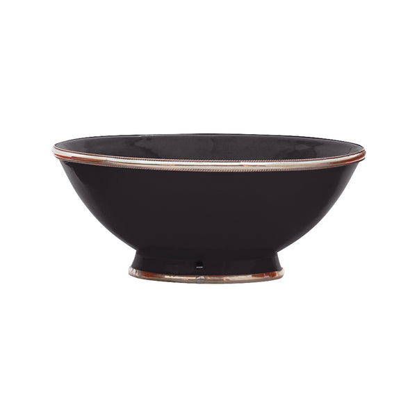 Ceramic Bowl w. Silver Trim, D25 cm, Black