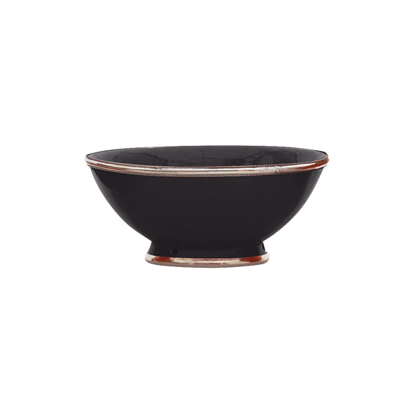 Ceramic Bowl w. Silver Trim, D20 cm, Black