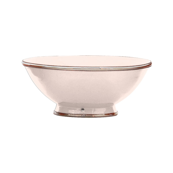 Ceramic Bowl w. Silver Trim, D25 cm, Champagne
