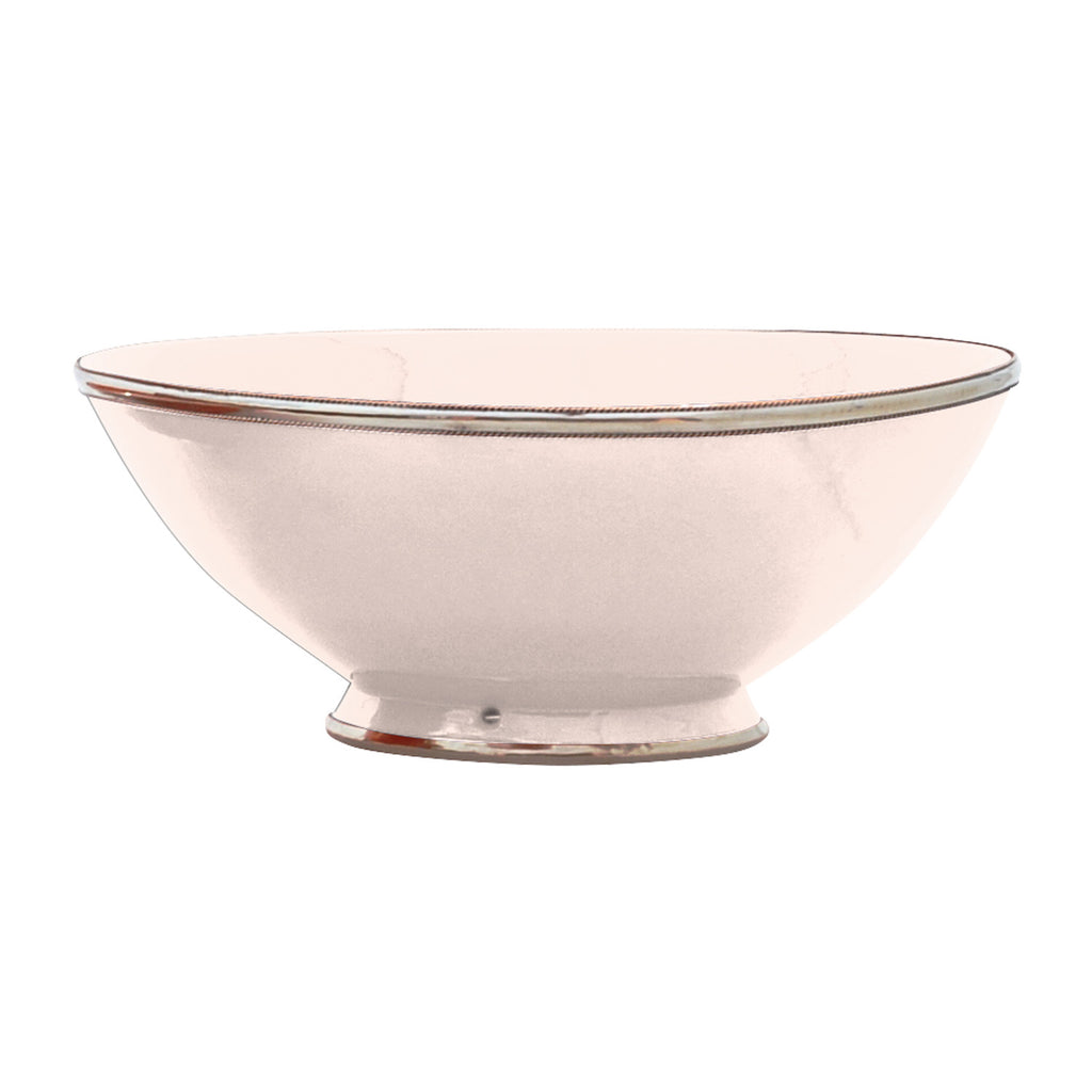 Ceramic Bowl w. Silver Trim, D30 cm, Champagne