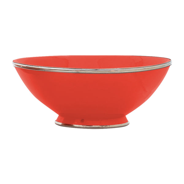 Ceramic Bowl w. Silver Trim, D30 cm, Chili