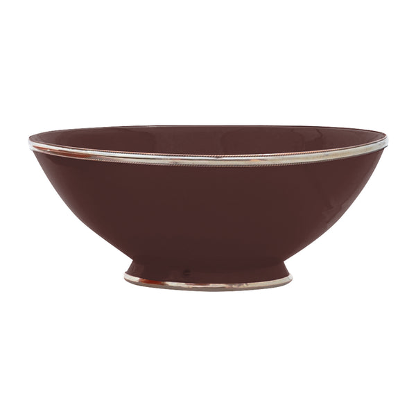 Ceramic Bowl w. Silver Trim, D30 cm, Chocolat