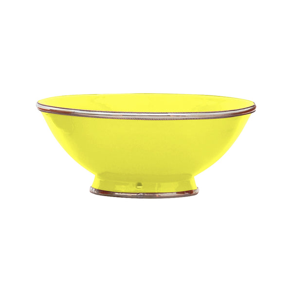 Ceramic Bowl w. Silver Trim, D25 cm, Lemon