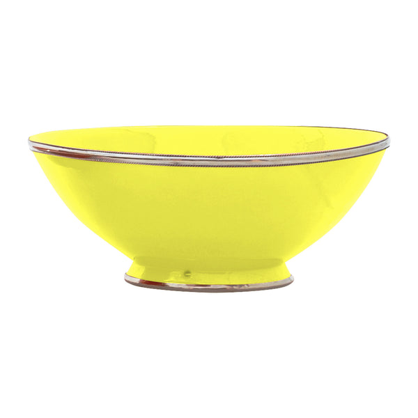 Ceramic Bowl w. Silver Trim, D30 cm, Lemon