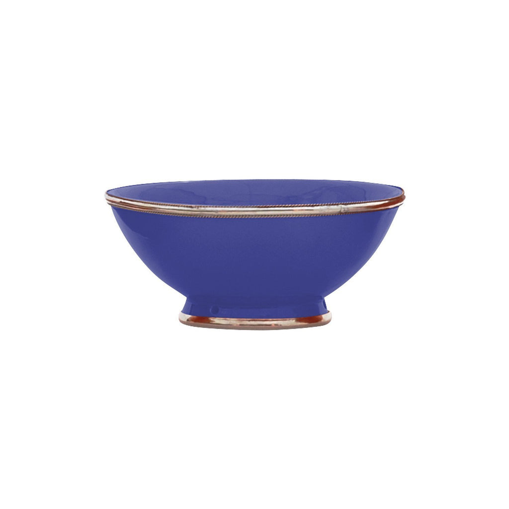 Ceramic Bowl w. Silver Trim, D20 cm, Cobalt Blue