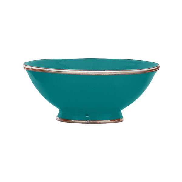 Ceramic Bowl w. Silver Trim, D25 cm, Emerald
