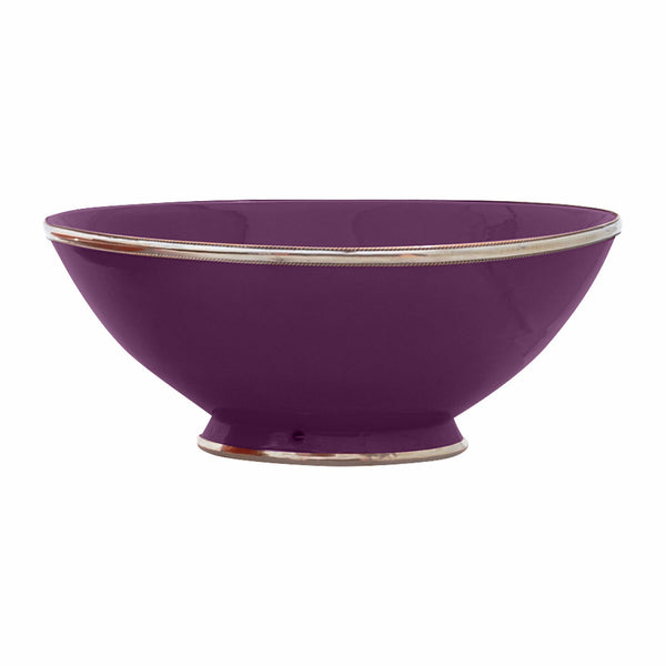 Ceramic Bowl w. Silver Trim, D30 cm, Aubergine