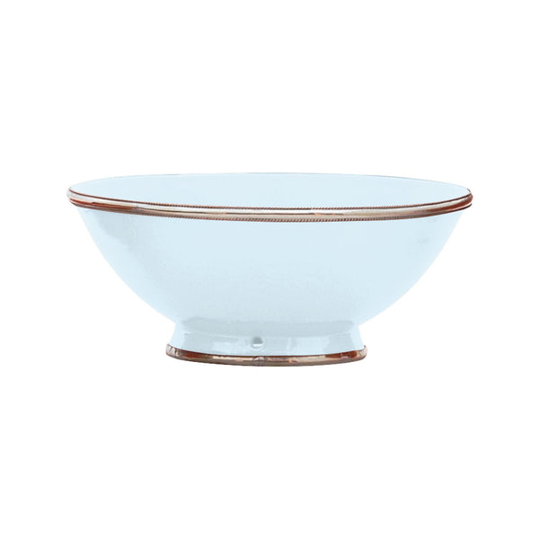 Ceramic Bowl w. Silver Trim, D25 cm, Light Blue