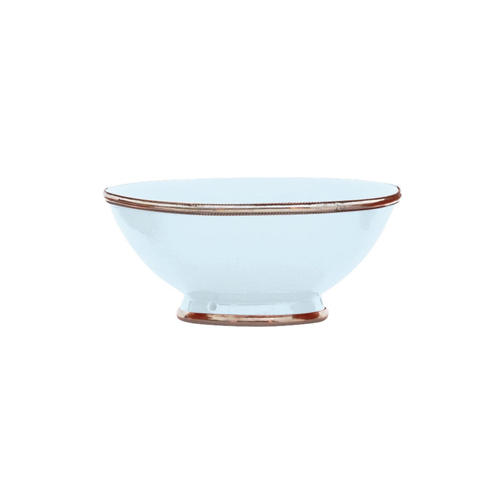 Ceramic Bowl w. Silver Trim, D20 cm, Light Blue