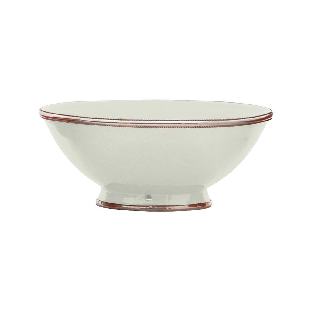 Ceramic Bowl w. Silver Trim, D25 cm, Light Grey