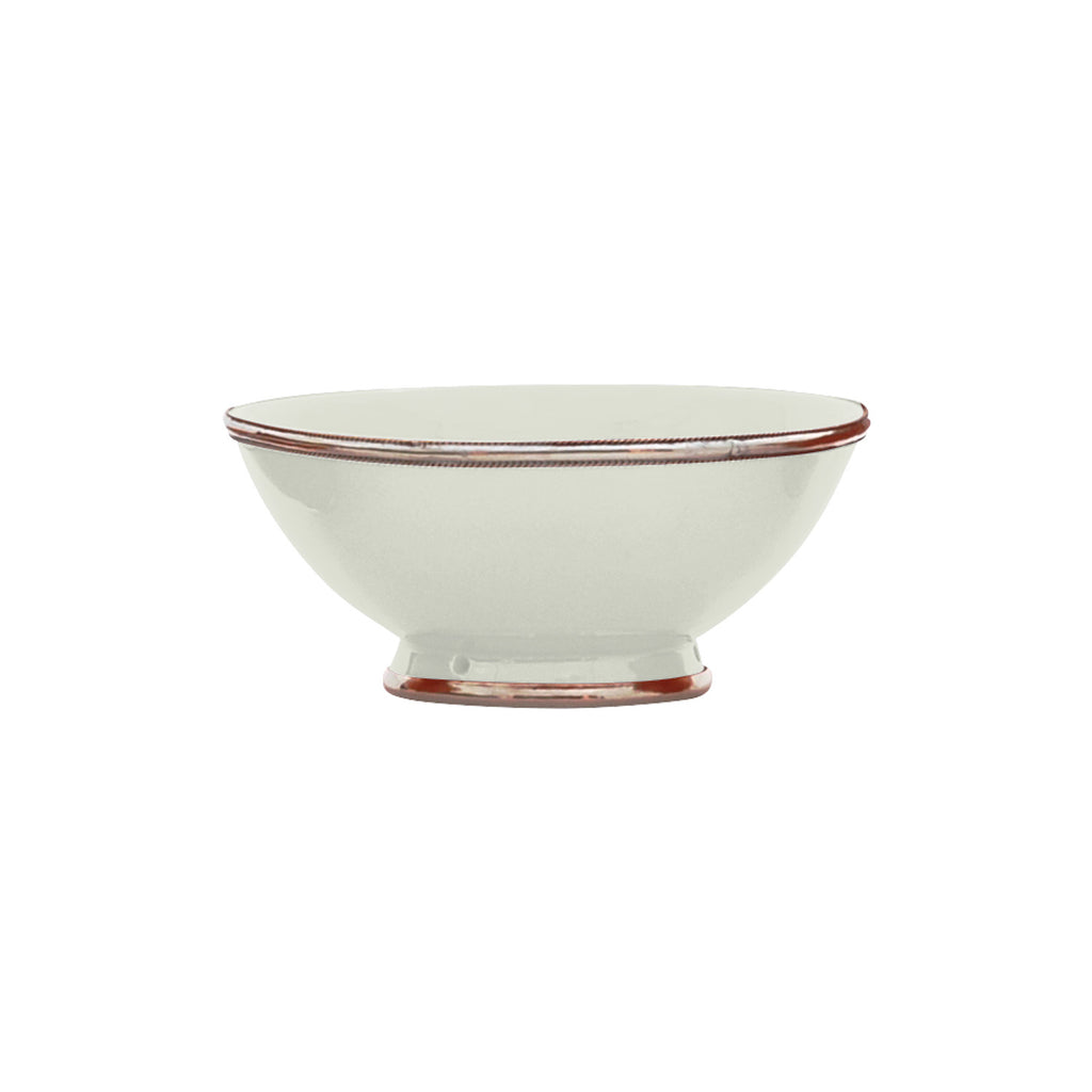 Ceramic Bowl w. Silver Trim, D20 cm, Light Grey