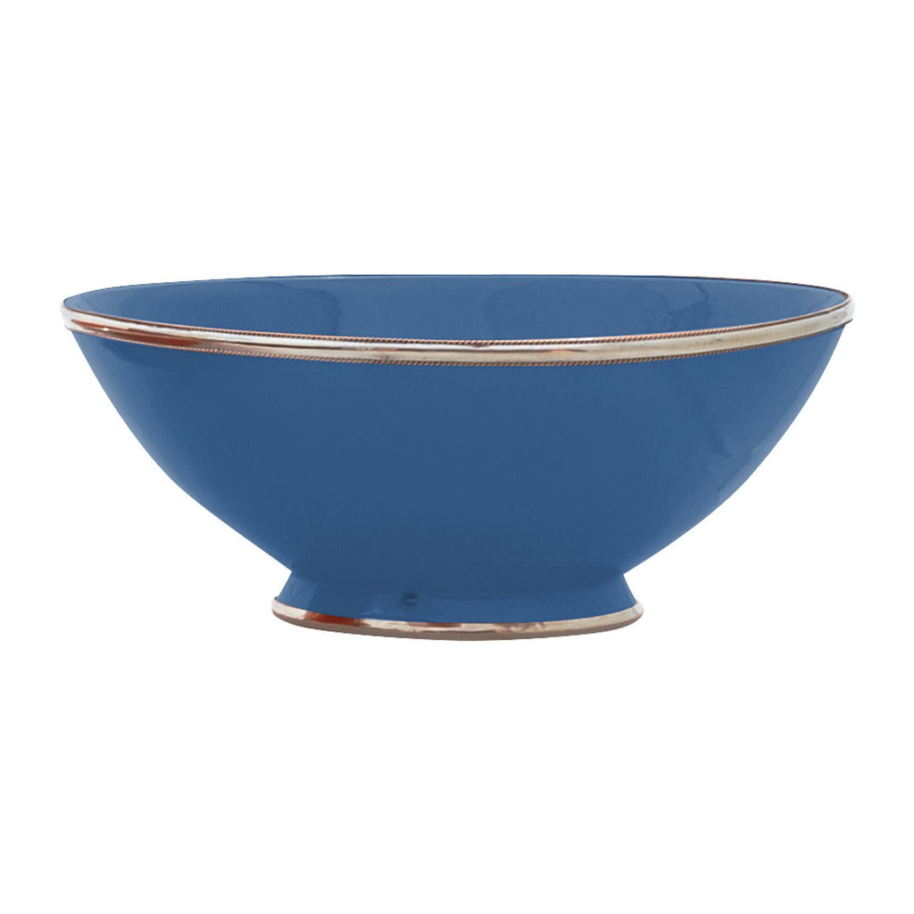 Ceramic Bowl w. Silver Trim, D30 cm, Night Blue