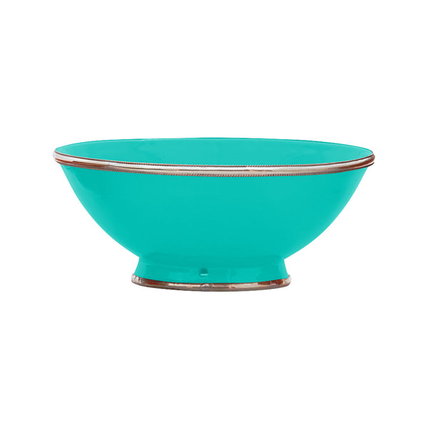 Ceramic Bowl w. Silver Trim, D25 cm, Ocean
