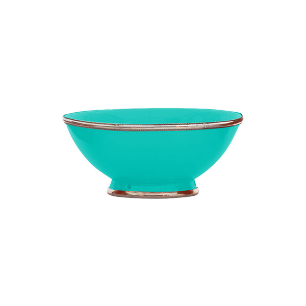 Ceramic Bowl w. Silver Trim, D20 cm, Ocean