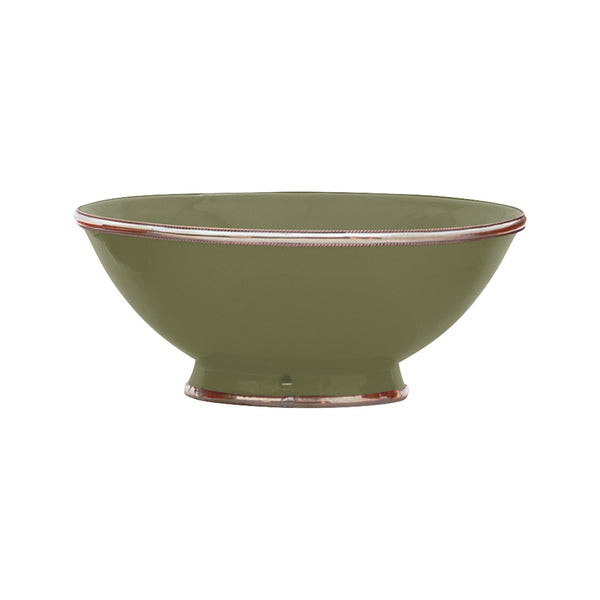 Ceramic Bowl w. Silver Trim, D25 cm, Olive Green