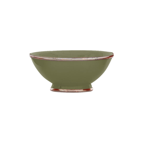 Ceramic Bowl w. Silver Trim, D20 cm, Olive Green