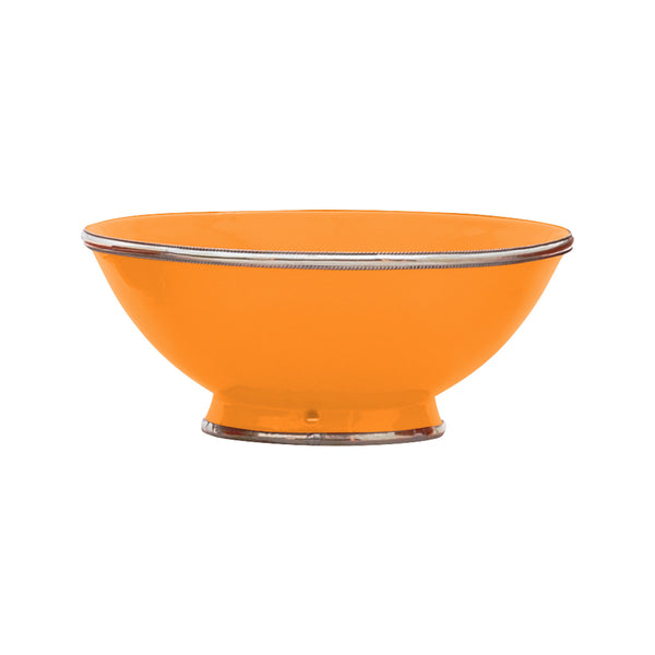 Ceramic Bowl w. Silver Trim, D25 cm, Orange