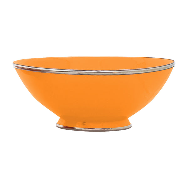 Ceramic Bowl w. Silver Trim, D30 cm, Orange