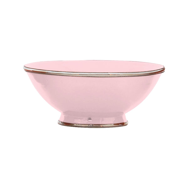 Ceramic Bowl w. Silver Trim, D25 cm, Pink