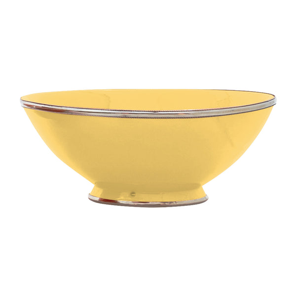 Ceramic Bowl w. Silver Trim, D30 cm, Saffron